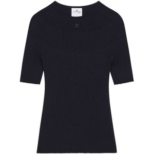 Courrèges, Dames, Truien, Blauw, Maat: L Katoen,