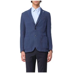 Luigi Bianchi Mantova, Heren, Jassen, Blauw, Maat: M Linnen,