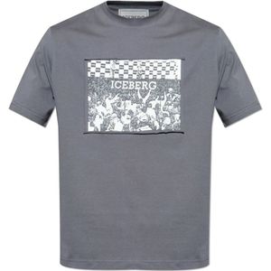 Iceberg, Heren, Tops, Grijs, Maat: M Katoen,