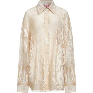 Diesel, Dames, Blouses & Shirts, Wit, Maat: M Katoen,