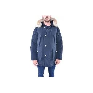 Woolrich Afneembare Bont Parka , Blue , Heren , Maat: S