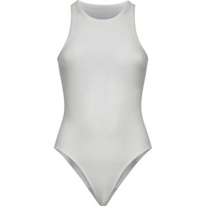 Alaïa - Witte Geribbelde Bodysuit - Dames - Katoen - Met Drukknoopsluiting