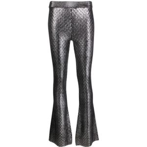 Rabanne, Dames, Broeken, Zwart, Maat: L Polyamide,