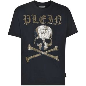 Philipp Plein, Heren, Tops, Blauw, Maat: L Katoen,