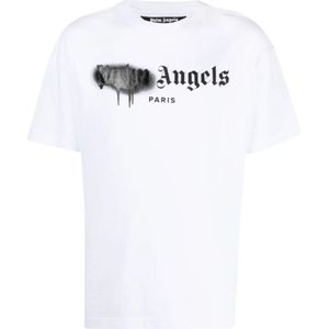 Palm Angels, Heren, Tops, Wit, Maat: S Katoen,