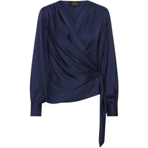 Karmamia, Dames, Blouses & Shirts, Blauw, Maat: 2XL Satijn,