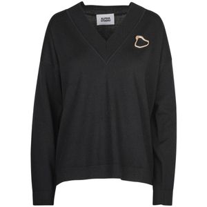 Alpha Studio, Dames, Truien, Zwart, Maat: XS Wol,