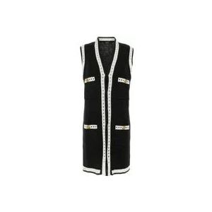 Balmain Kant Gebreide Lange Vest , Black , Dames , Maat: S