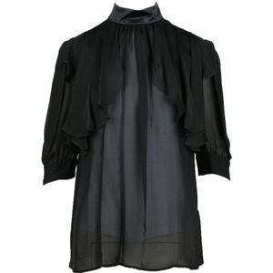 Roberto Cavalli, Dames, Blouses & Shirts, Zwart, Maat: XS Zijde,