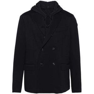 Emporio Armani, Heren, Jassen, Blauw, Maat: 2XL Wol,