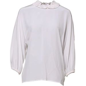 Dolce & Gabbana - Blouse - Wit - Ruffled Neckline - 100% Zijde