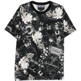 Versace Jeans Couture - T-shirt - Zwart - Katoen - Met Barokprint