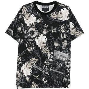 Versace Jeans Couture - T-shirt - Zwart - Katoen - Met Barokprint