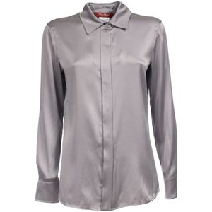Max Mara Studio, Dames, Blouses & Shirts, Grijs, Maat: L Zijde,