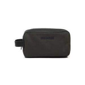 Dsquared2 Grijze Nylon Canvas Beauty Case , Gray , Heren , Maat: ONE Size