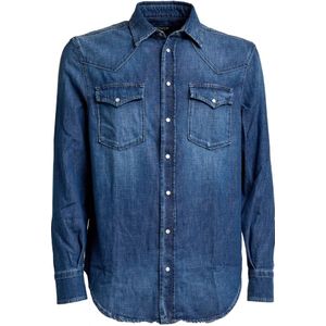 Dondup, Heren, Overhemden, Blauw, Maat: S Denim,