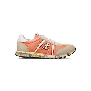 Premiata Vintage Edition Oranje Nylon Leren Sneaker , Multicolor , Heren , Maat: 45 EU