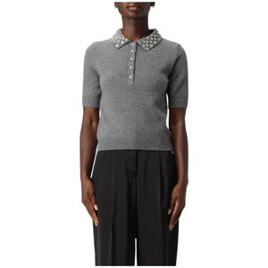 Blumarine, Dames, Truien, Grijs, Maat: M Leer,