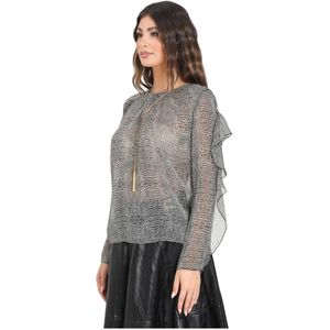 Elisabetta Franchi, Dames, Blouses & Shirts, Grijs, Maat: S Zijde,