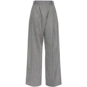 Ganni, Dames, Broeken, Grijs, Maat: S Wol,