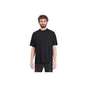 Dsquared2 Zwarte Logo Patch T-shirt Regular Fit , Black , Heren , Maat: XL