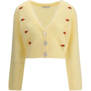 Alessandra Rich, Dames, Truien, Geel, Maat: 2XS Mohair,