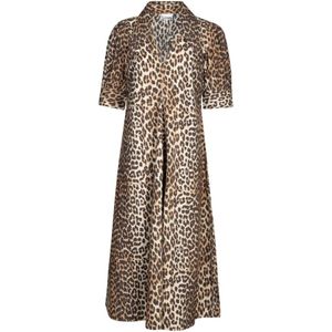Ganni, Dames, Jurken, Beige, Maat: 2XS Katoen,