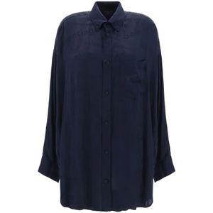 Balenciaga Zijden overhemd met klassieke kraag , Blue , Dames , Maat: XS