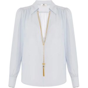 Elisabetta Franchi, Dames, Blouses & Shirts, Blauw, Maat: M Poliester,
