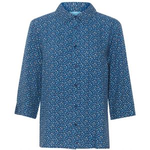 Cream - Blouse - Blauw - Dierenhuidpatroon - 3/4 Mouwen - Knoopsluiting