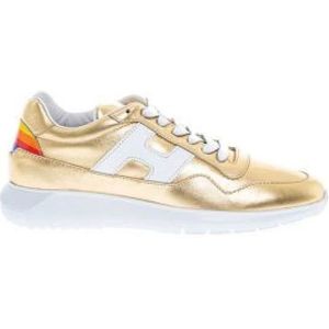 Hogan Gouden lage sneakers met veelkleurige afwerking , Yellow , Dames , Maat: 40 EU