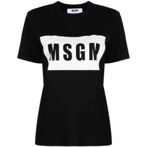 Msgm, Dames, Tops, Zwart, Maat: S Katoen,
