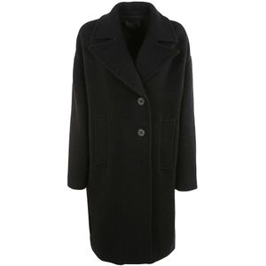 Pinko, Dames, Mantels, Zwart, Maat: XS Wol,