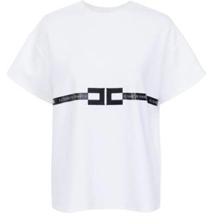 Elisabetta Franchi, Dames, Tops, Wit, Maat: M Jersey,