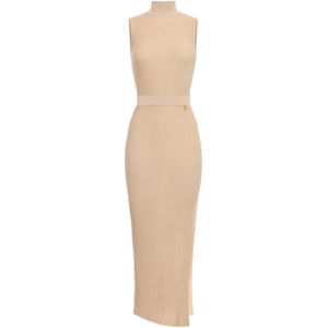 Elisabetta Franchi, Dames, Jurken, Beige, Maat: S Viscose,
