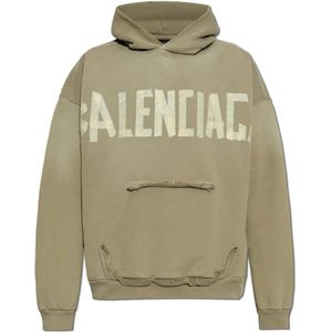 Balenciaga, Heren, Sweatshirts & Hoodies, Groen, Maat: L Katoen,