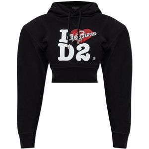 Dsquared2, Dames, Sweatshirts & Hoodies, Zwart, Maat: M Katoen,