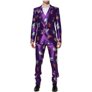 Dolce & Gabbana, Heren, Pakken, Paars, Maat: M Zijde,