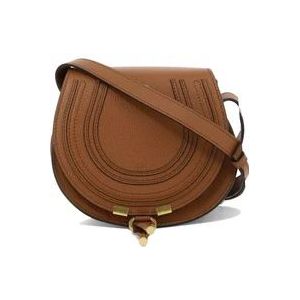 Chloé Kleine Marcie Leren Crossbody Tas , Brown , Dames , Maat: ONE Size