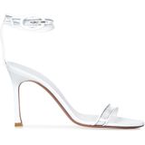 Amina Muaddi - Kim Glass Sandal 95 - Sandalen - Wit - Lamsleer