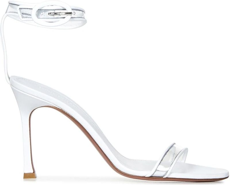Amina Muaddi - Kim Glass Sandal 95 - Sandalen - Wit - Lamsleer