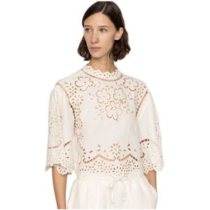 Sea NY, Dames, Blouses & Shirts, Wit, Maat: S Linnen,