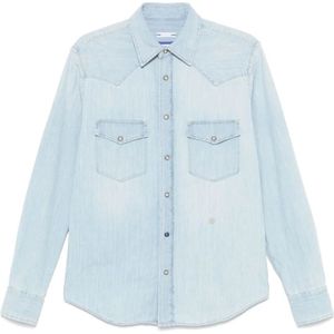 Jacob Cohën, Heren, Overhemden, Blauw, Maat: M Denim,