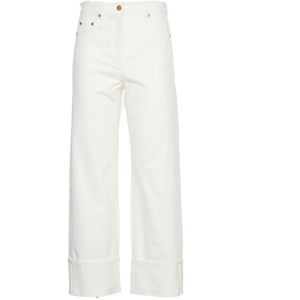 Max Mara, Dames, Broeken, Wit, Maat: M Katoen,