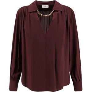Elisabetta Franchi, Dames, Blouses & Shirts, Bruin, Maat: L Viscose,