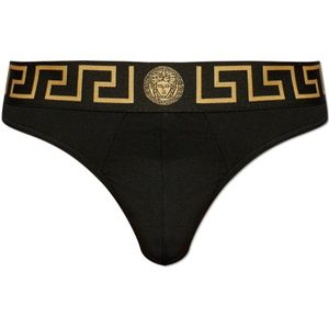 Versace Katoenen string slip , Black , Heren , Maat: L