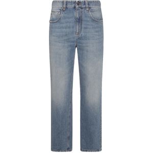 Brunello Cucinelli, Dames, Jeans, Blauw, Maat: S Denim,
