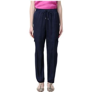 Liu Jo, Dames, Broeken, Blauw, Maat: S Satijn,