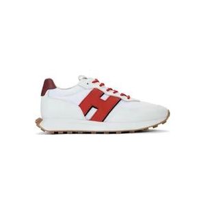 Hogan Witte en rode leren en technische stoffen sneakers , White , Heren , Maat: 40 EU