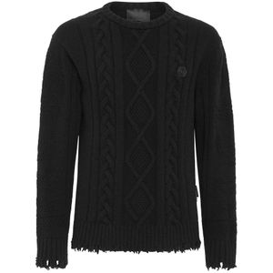 Philipp Plein, Heren, Truien, Zwart, Maat: S Wol,